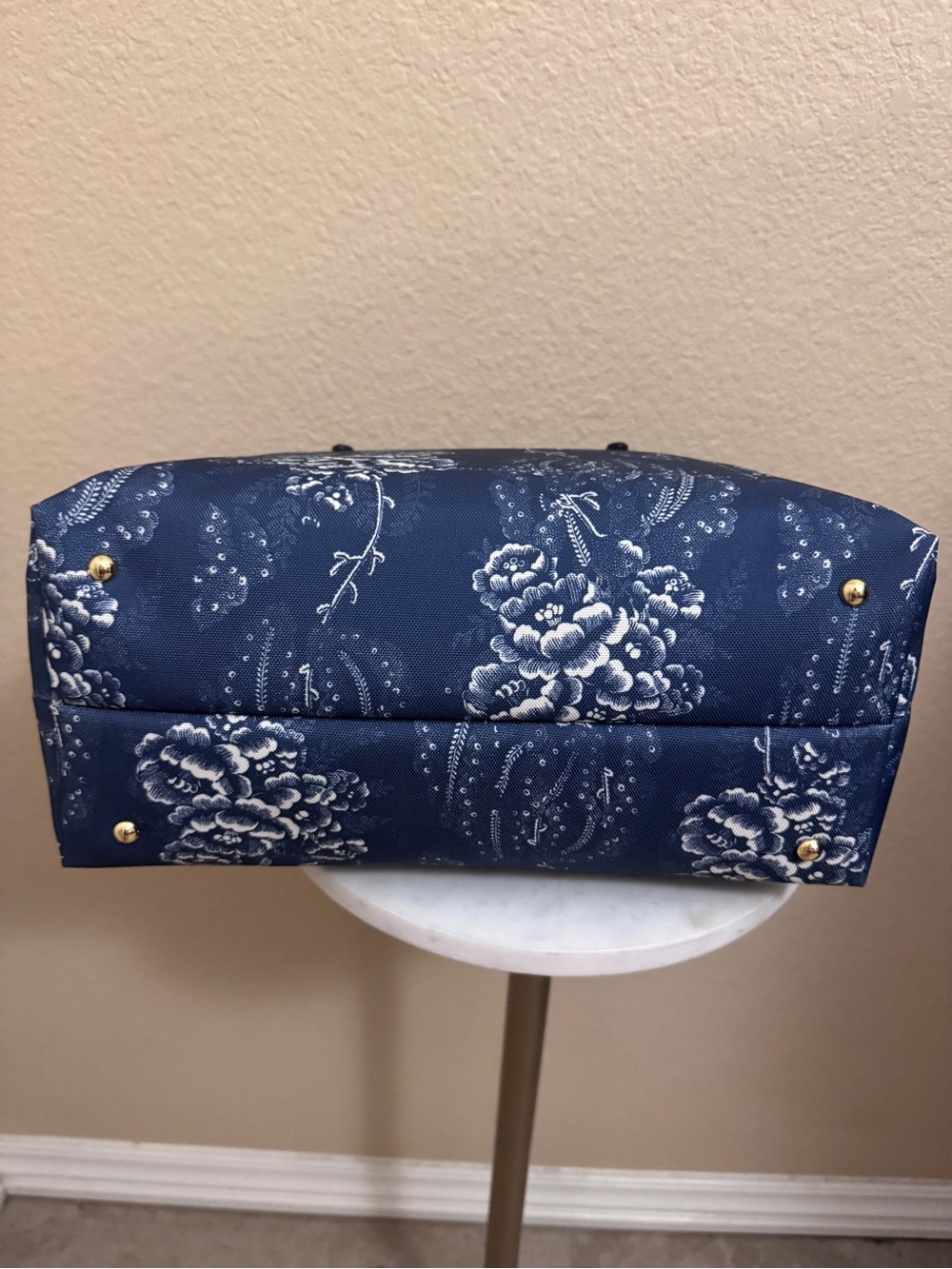 Women Ralph Lauren Blue Floral Medium Keaton Travel work office every day Tote - Picture 8 of 9